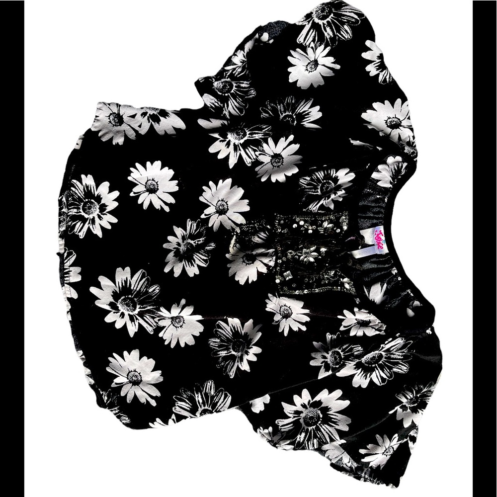 Justice girls black and white floral top